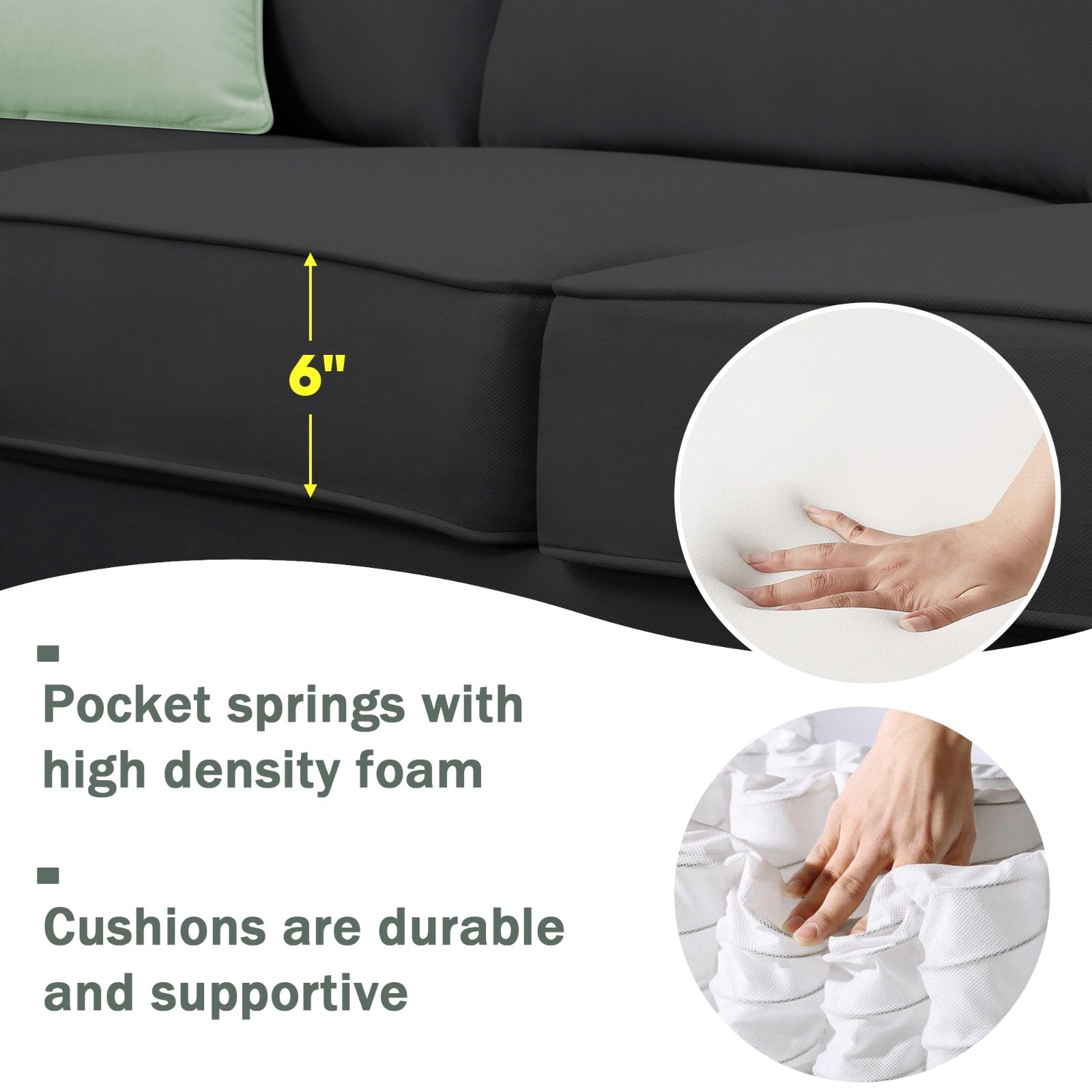 112 87 Sectional Sofa Couches, 7 Seats Modular Living Room Sets - Image 10