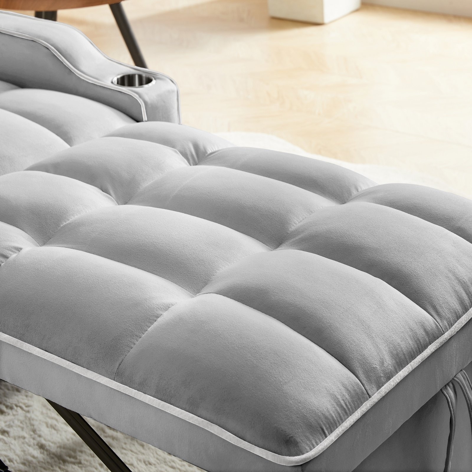 Convertible Sleeper Chair Sofa Bed Adjustable Pull Out Sleeper Chair Bed Multi-Pockets Folding Sofa - Image 3
