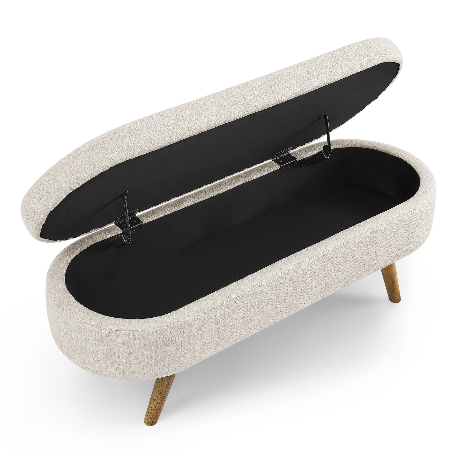 Ottoman Oval Storage Bench,Rubber Wood Legs, Beige 43.5x16x16 - Image 7