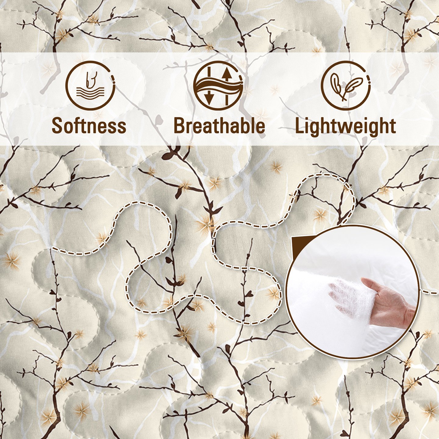 3pcs Minimalist Tree Branch Patterned Blankets Suitable For All Seasons, Including Flower And Autumn Leaf Bedding Sets With 2 Pillowcases, Suitable For Children And Adults - Image 9