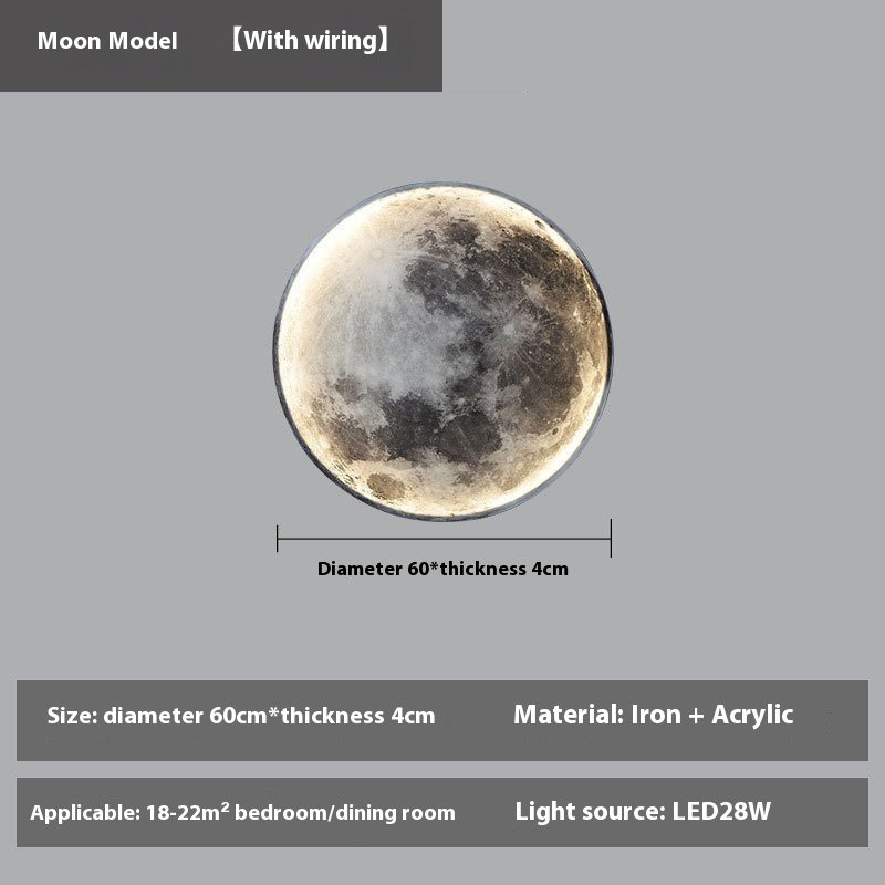 Moon Wall Bedroom Bedside Living Room Background Wall Decorative Lamp - Image 3