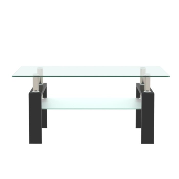 Rectangle Black Glass Coffee Table, Clear Coffee Table, Modern Side Center Tables For Living Room, Living Room Furniture - Image 5