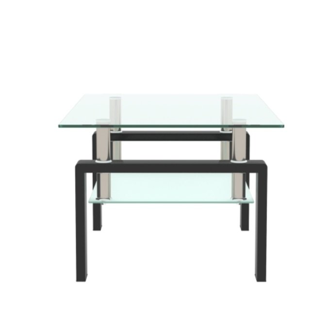 Rectangle Black Glass Coffee Table, Clear Coffee Table, Modern Side Center Tables For Living Room, Living Room Furniture - Image 7