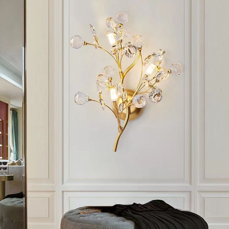 Entrance Restaurant Bedroom Crystal Lamp Background Wall Branch Wall Lamp - Image 4