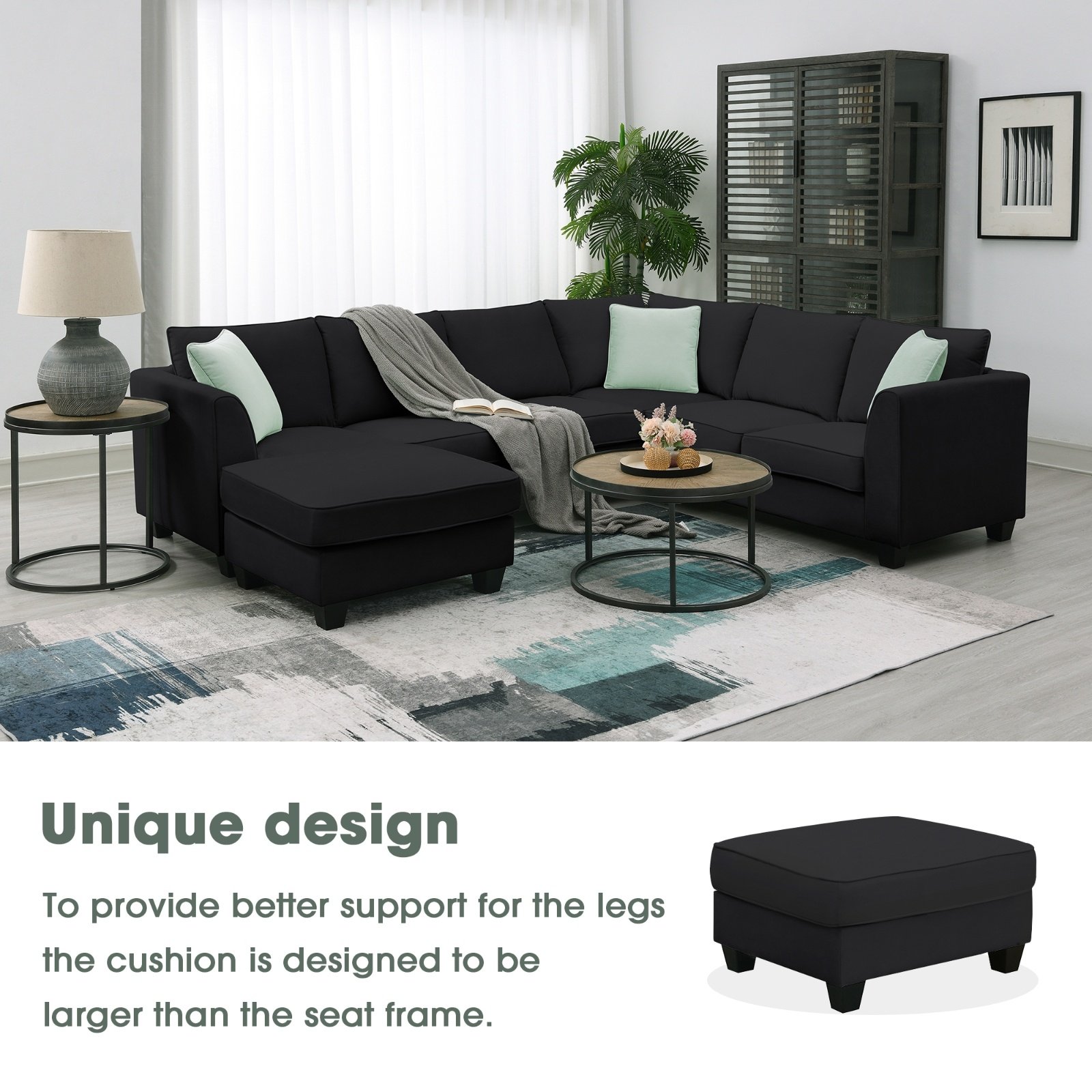 112 87 Sectional Sofa Couches, 7 Seats Modular Living Room Sets - Image 2