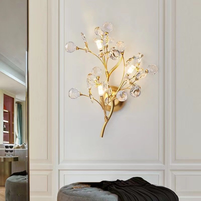 Entrance Restaurant Bedroom Crystal Lamp Background Wall Branch Wall Lamp - Image 6