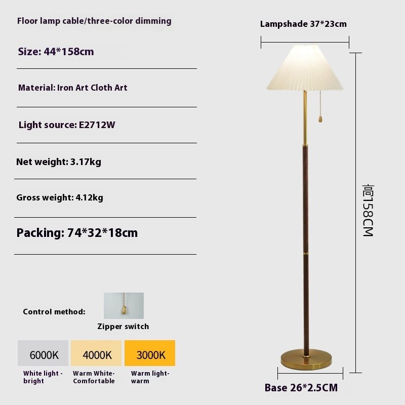 Vintage Pleated Floor Lamp Vertical Table Lamp - Image 7