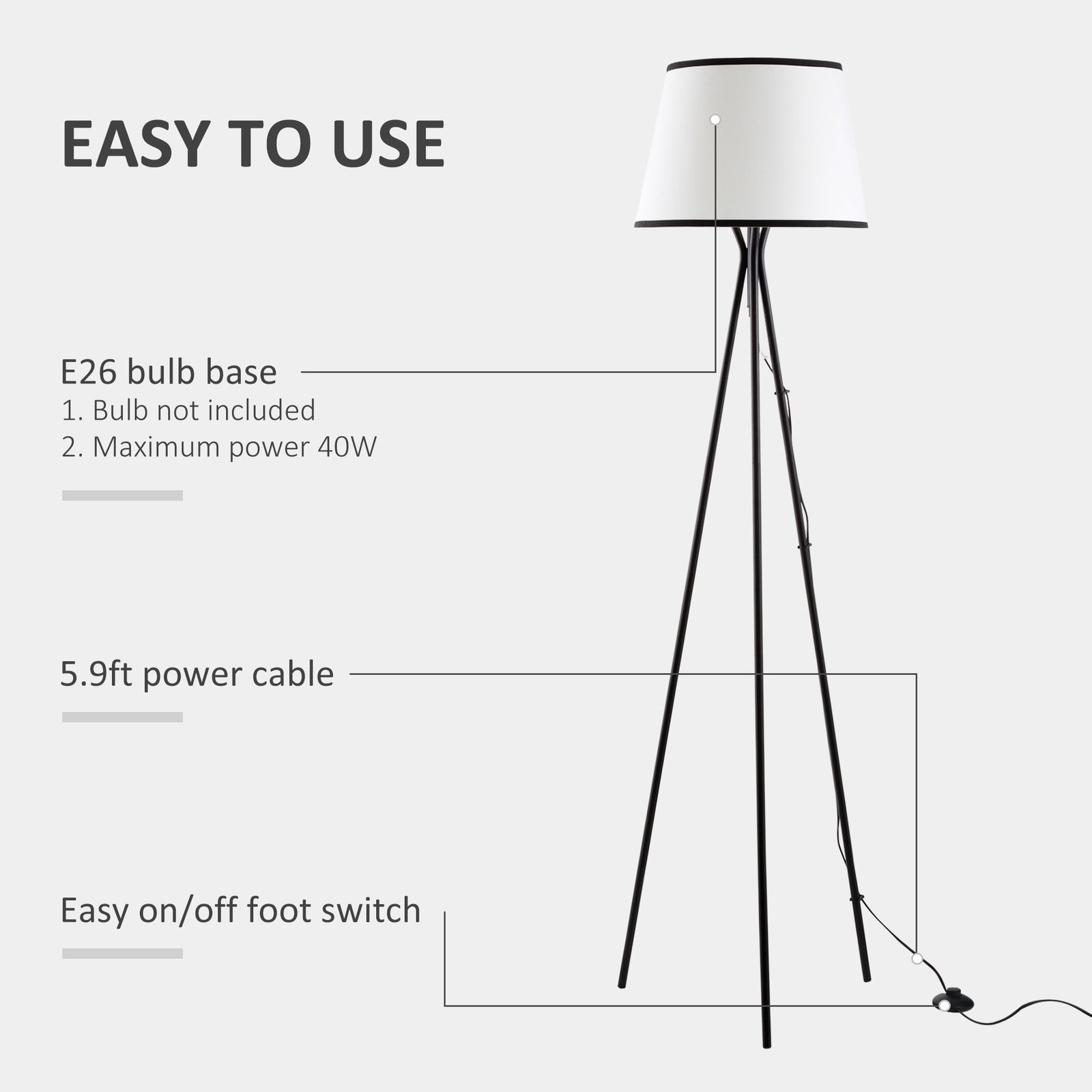 Modern Tripod Floor Lamp - Image 3