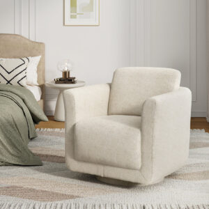33" Wide Chenille Upholstered 360° Oversized Swivel Barrel Chair with Solid Wood Frame, No Assembly Required (Wayfair)