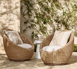 Huntington Petite Wicker Swivel Outdoor Papasan, Set of 2