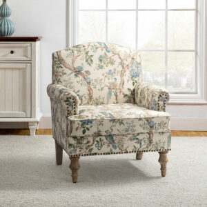 Mooresville 30" Traditional Upholstered Armchair with Camelback and Solid Wood Legs