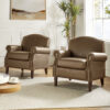 Mooresville 31" Traditional Faux Leather Armchair with Solid Wood Legs(Set of 2) (Set of 2)