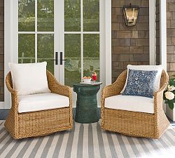 Westport Wicker Swivel Outdoor Lounge Chair, Set of 2